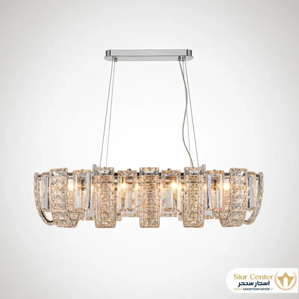 لوستر لاینر نئومدرن مدل ولورا با بدنه فلزی براق