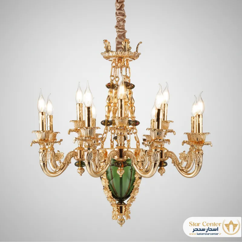 لوستر کلاسیک ۱۸ شاخه الیسیان با آبکاری PVD