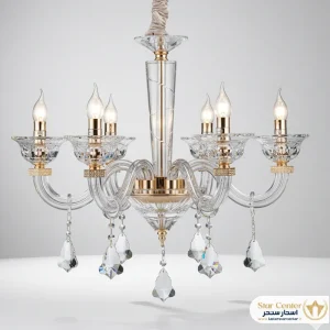 لوستر نئوکلاسیک ۸ شاخه مدل میرانو با بدنه تمام کریستال