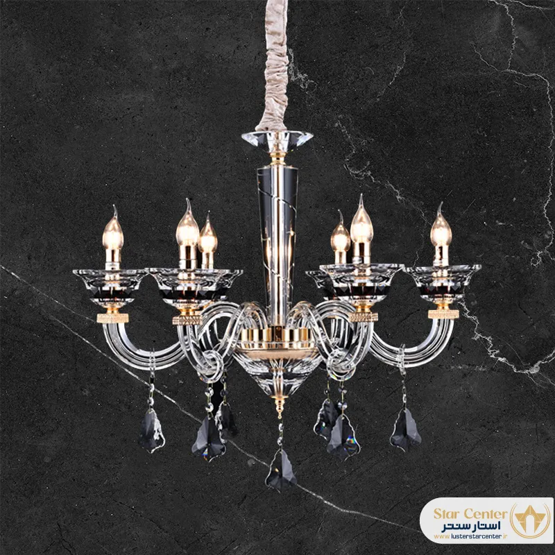 نمای نزدیک از کریستال تراش خورده و باکیفیت لوستر میرانو