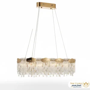 لوستر مدرن لاینر مدل رویال با کریستال و بدنه فلزی