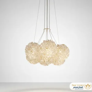 لوستر نئومدرن توپی مدل کریستال ویو با کریستال های بافت شده