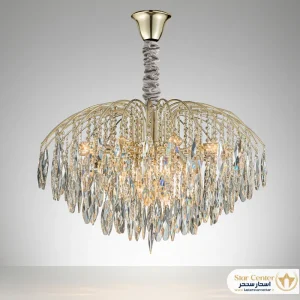 لوستر نئوکلاسیک مدل لوکسون با قطر ۹۰ سانتی متر و کریستال های درخشان