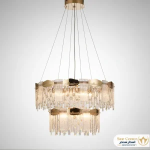 لوستر مدرن لاینر مدل رویال با کریستال و بدنه فلزی
