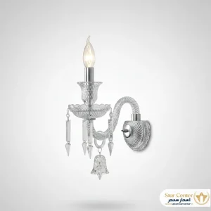 دیوارکوب کلاسیک کریستالی باکارات با بدنه سفید و بلور درخشان