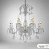 ۱۳۰۵-۸+۴ لوستر کلاسیک فرانسوی ۲۴ شاخه مدل باکارات سفید رنگ