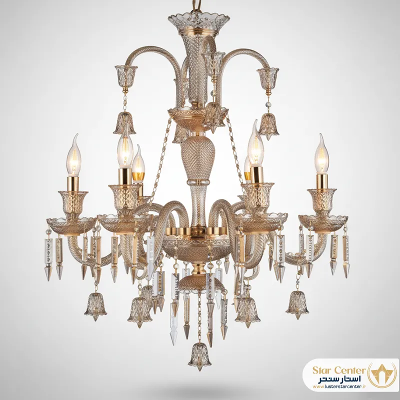 چراغ کریستال عسلی با لامپ شمعی E14