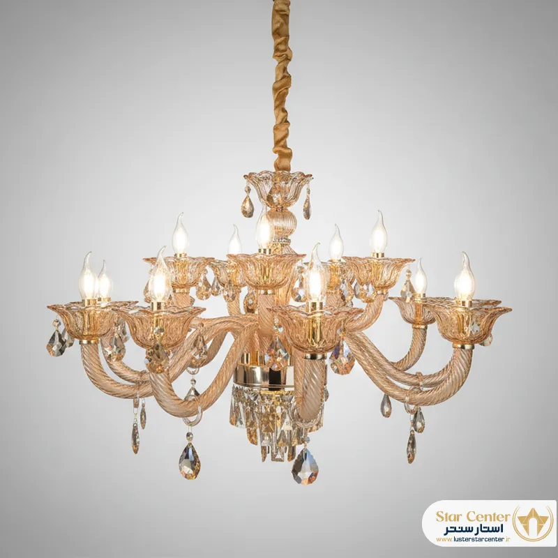 لوستر نئوکلاسیک لیورا کرم عسلی ۸ شاخه