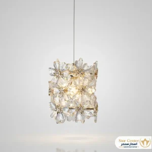 آویز لوستر نئوکلاسیک مدل لیورا بلوم با کریستال های شفاف