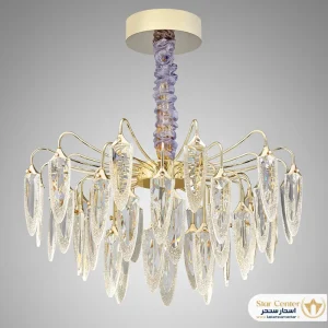 لوستر مدرن مدل کلارو با کریستال های شفاف و بدنه فلزی