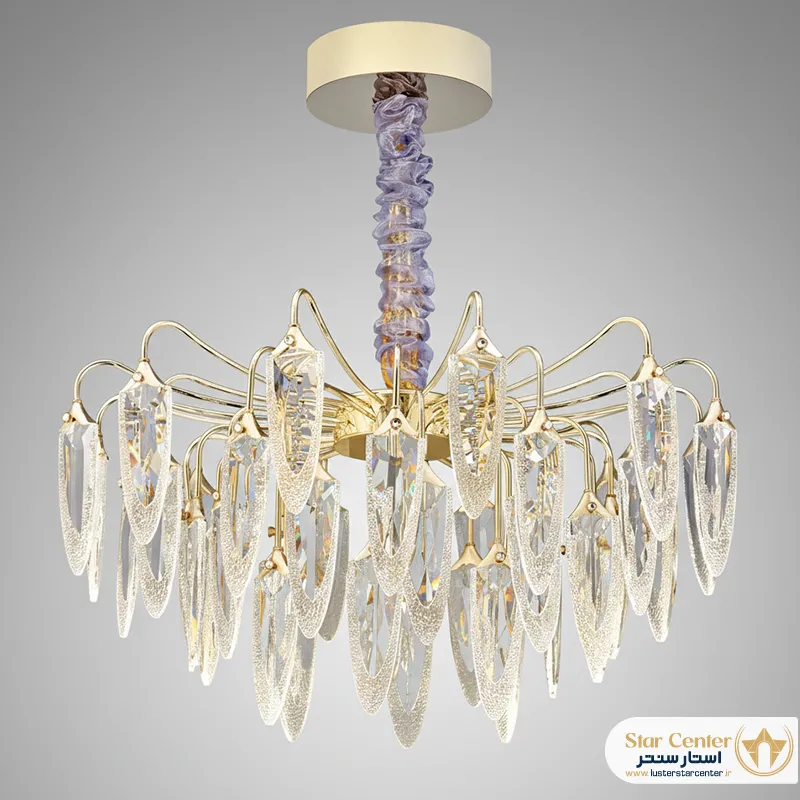 لوستر مدرن مدل کلارو با کریستال های شفاف و بدنه فلزی