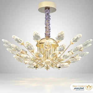 لوستر مدرن مدل گلاسیا با قطر 80 سانتی متر و کریستال یونیک