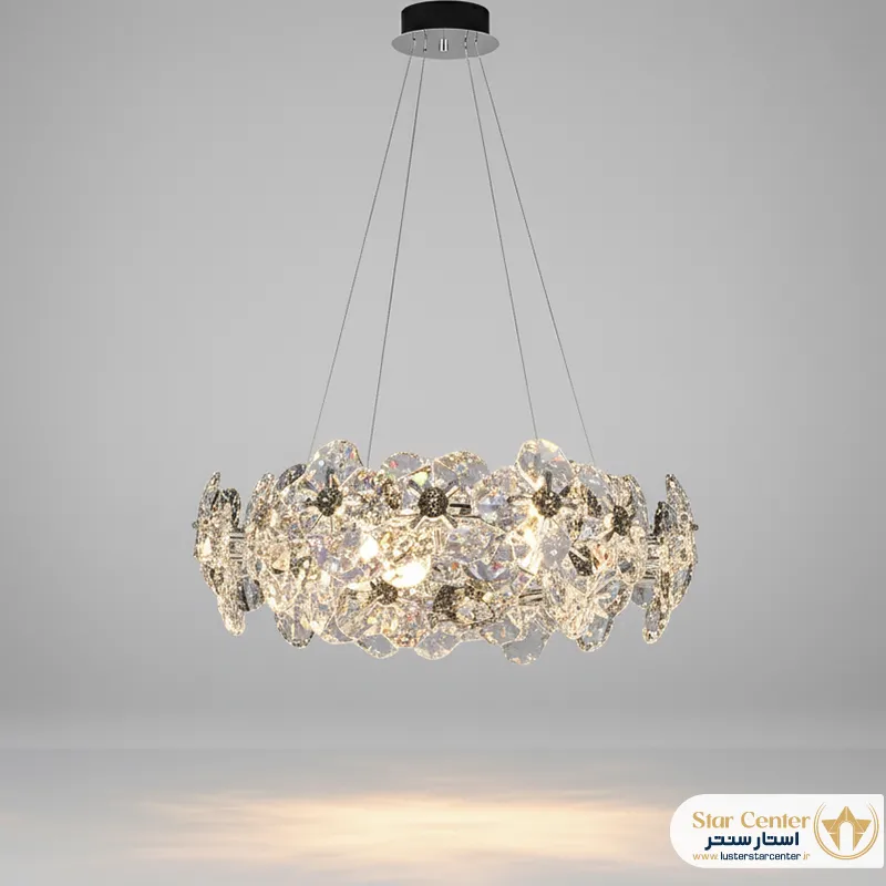 جزئیات بدنه فلزی و منبع نور SMD لوستر سیلوا