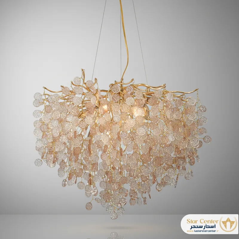 بدنه طلایی و شاخههای درخشان لوستر Roselune