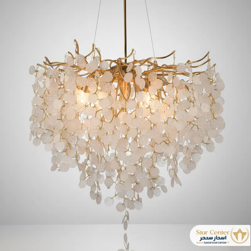 لوستر کریستال رزلون با طراحی هنری درختی