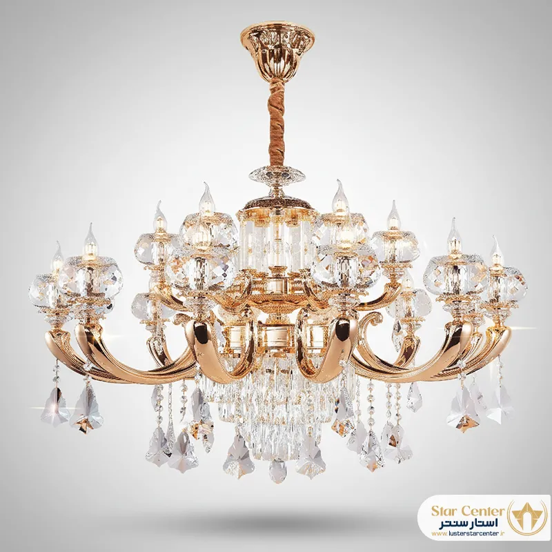 لوستر کلاسیک ۸ شاخه آورلیس با آبکاری نقره ای