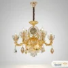 لوستر کلاسیک ۸ شاخه طلایی مدل لیورا با کریستال های رنگی