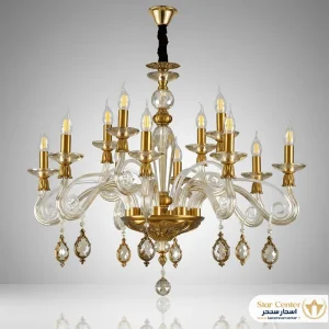 لوستر نئوکلاسیک ۶ شاخه مدل آرکادیا با بدنه طلایی