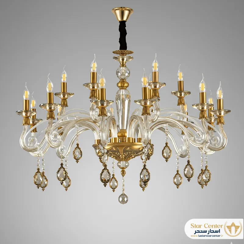 مدل نقرهای لوستر نئوکلاسیک آرکادیا با کریستال دست ساز