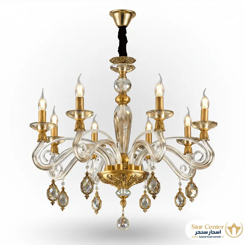 نمای نزدیک از کریستال و بلور دست ساز لوستر آرکادیا