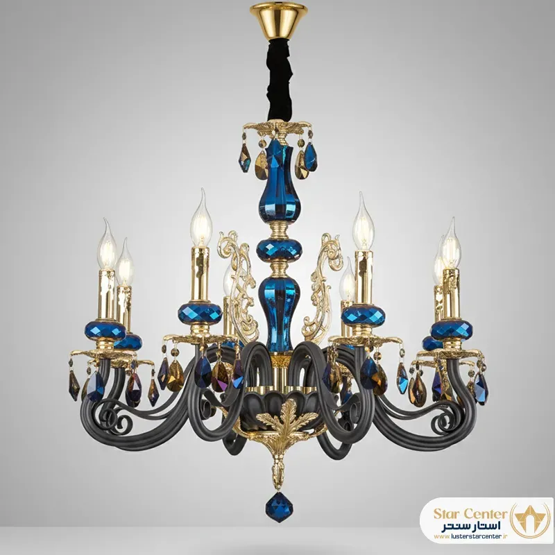 وستر نیوکلاسیک ۶ شاخه مدل المانور با کریستال های هفت رنگ