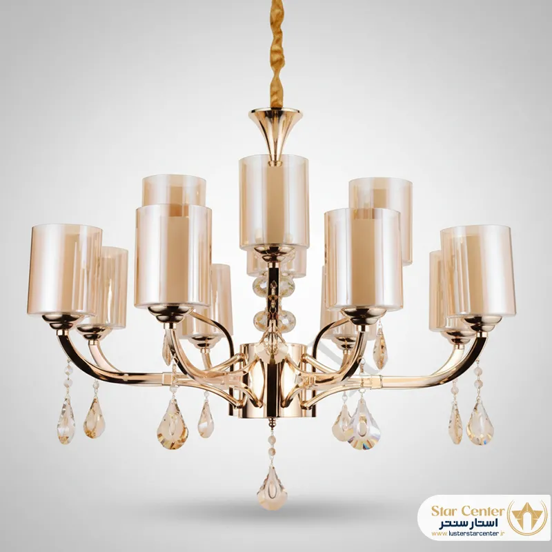 بدنه طلایی و کریستال درخشان لوستر رگالیا