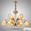 ۶۸۵۴-۱۲ لوستر زاماک فلوریا ۸ شاخه کلاسیک طلایی با حباب بلوری