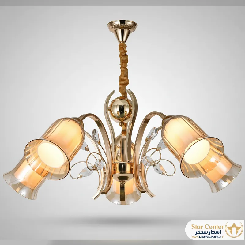 لوستر فلزی و کریستالی فلوریا مناسب برای سالن پذیرایی