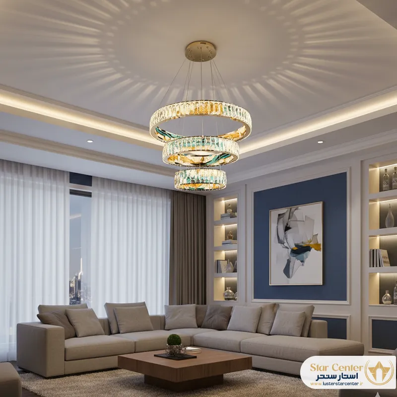 مدل تک رینگ لوستر مدرن کریستالی ورتا مناسب اتاق خواب