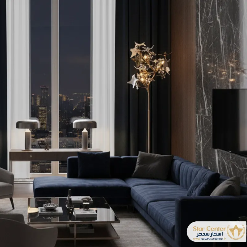 دکوراسیون اتاق خواب با نور ملایم آباژور مدرن پتالیا