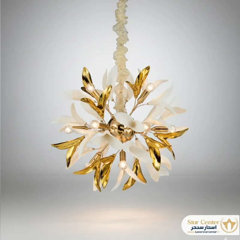 جزئیات بدنه فلزی و محل نصب لامپ شمعی در لوستر پتلایا