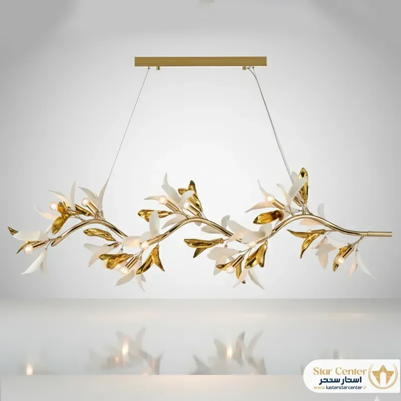 لوستر لاینر مدرن مدل پتلایا با بدنه سرامیکی و کریستالی