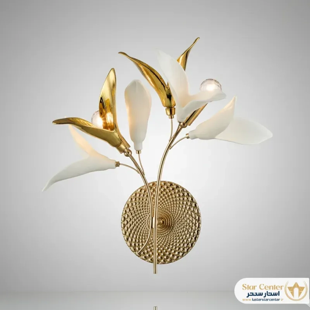 چراغ دیوارکوب مدرن مدل پتلایا با بدنه سرامیکی و کریستال
