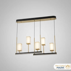 لوستر لاینر مدرن کلاریون با بدنه آلومینیومی مشکی و طلایی