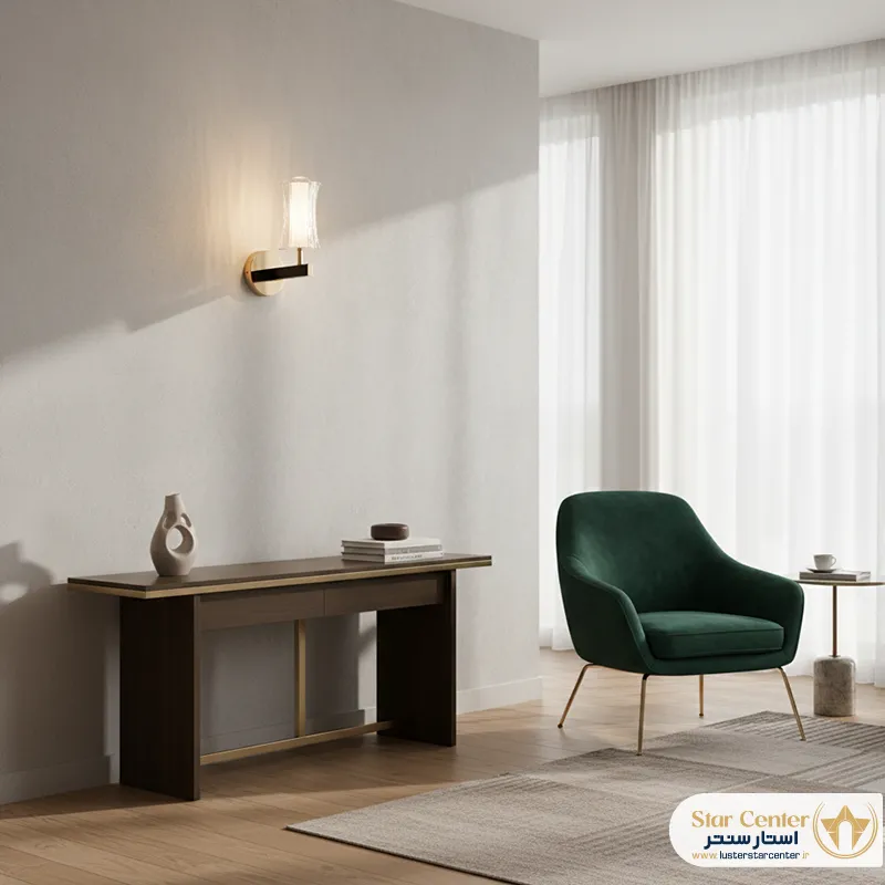 طراحی مینیمال و شیک دیوارکوب ناریا در رنگ طلایی