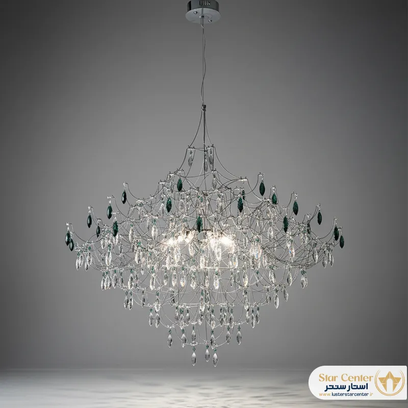 لوستر پست مدرن کریستالی بلورینس با آبکاری مشکی