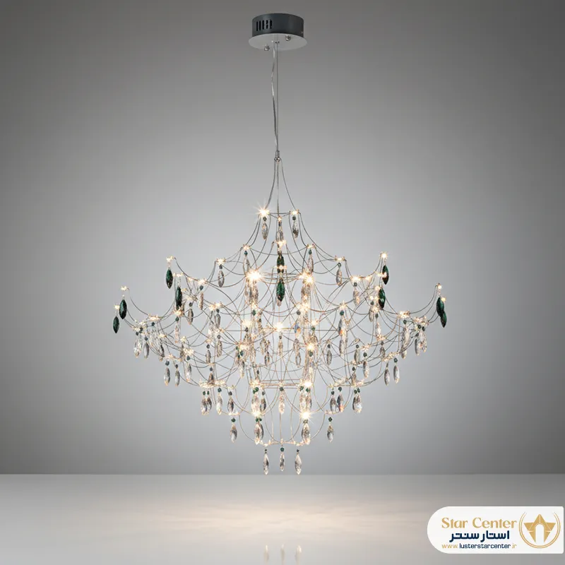 لوستر پست مدرن کریستالی بلورینس با آبکاری مشکی