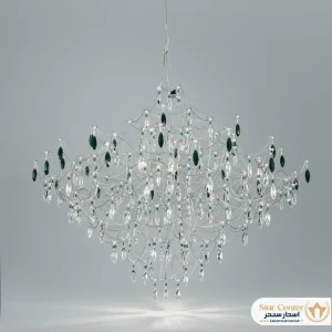 لوستر پست مدرن مدل بلورینس با بدنه طلایی و کریستال درجه یک