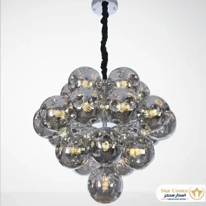 لوستر مدرن مدل اونیکس با حباب های شیشه ای طرح مولکولی