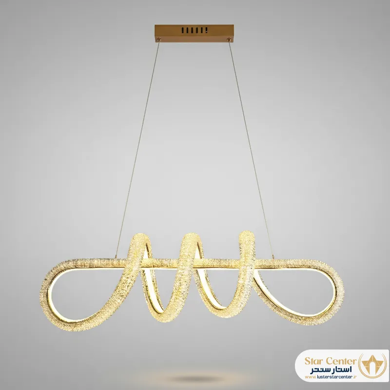 آویز مدرن لاینر مدل مارولا به رنگ طلایی با کریستالهای درخشان.