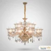 ۸۸۰۱ white15 لوستر نئوکلاسیک ۸ شاخه مدل زرین با رنگ سفید و طلایی و آویزهای کریستالی.