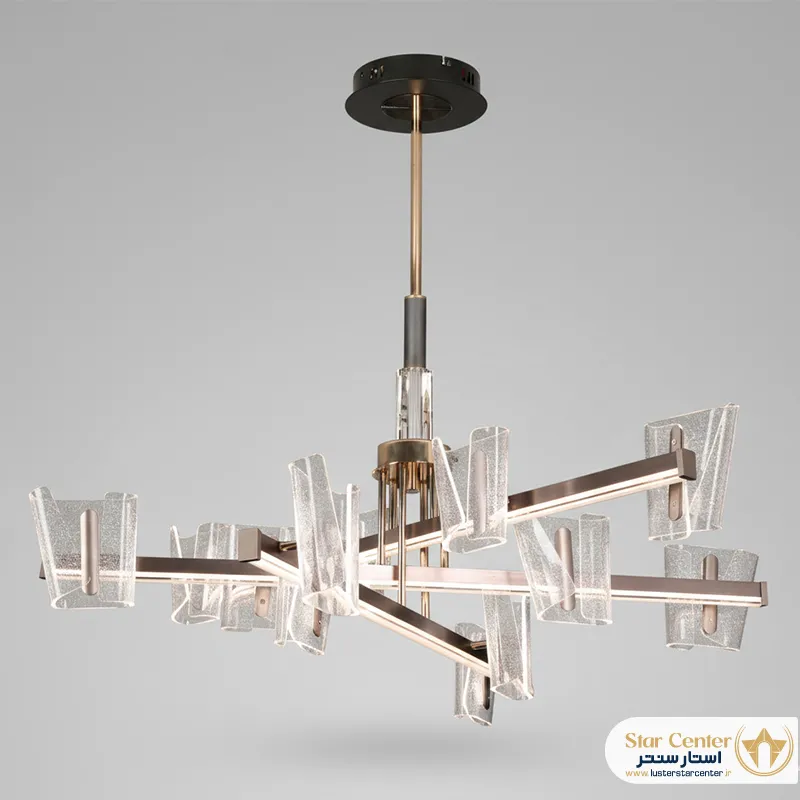 لوستر نئونی مدرن گلاسیرا در دکوراسیون مینیمال طوسی