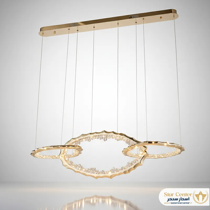 لوستر لاینر مدرن لیورا تری با طرح شاخه های طبیعی و رنگ شامپاینی