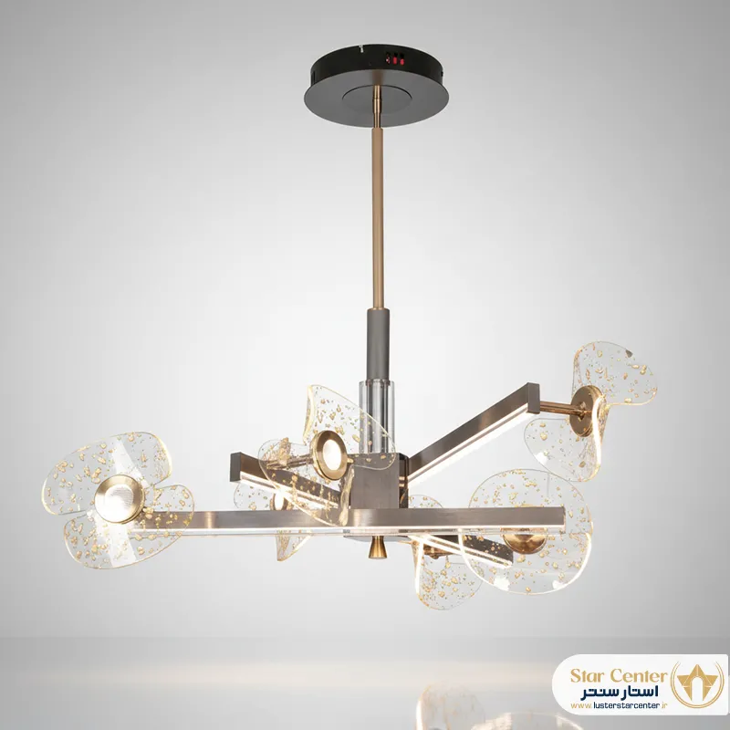 طراحی شیک و امروزی لوستر فلزی فلورین مدل دو حلقه