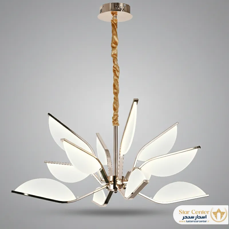 لوستر مدرن الارا طلایی مدل 12 شاخه در فضای پذیرایی