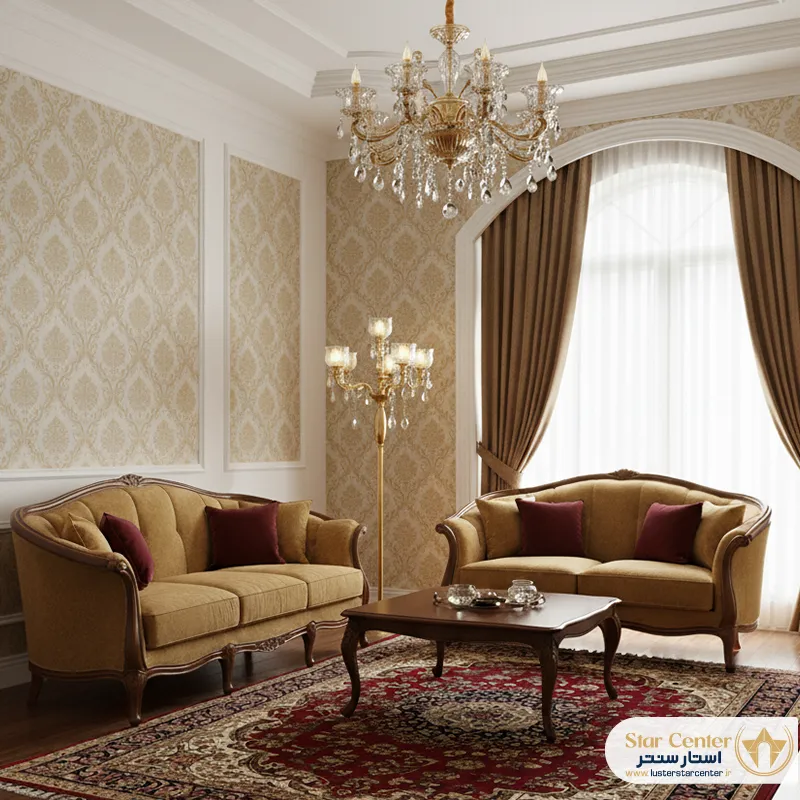 آباژور ایستاده زرین بلک به عنوان نقطه کانونی در دکوراسیون لوکس