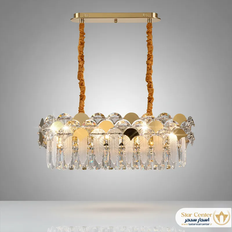 لوستر لاینر مدرن مدل گلدنا (GOLDENA) با بدنه فلزی و رنگ رزگلد.