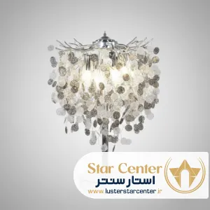 آباژور درختی نئوکلاسیک رزلون رومیزی با بدنه طلایی و کریستال سفید