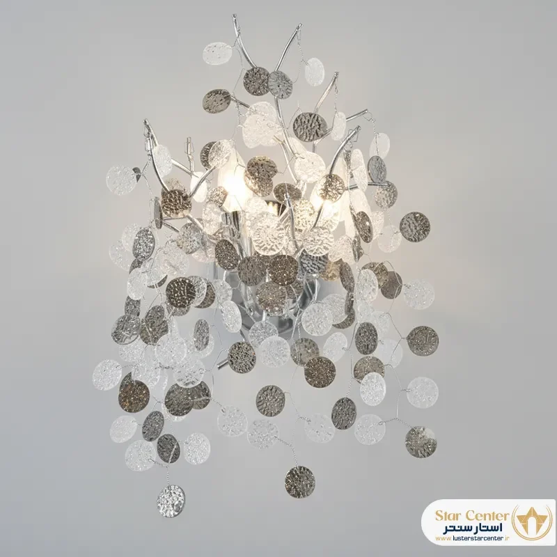 دیوارکوب درختی نئوکلاسیک رزلون مدل طلایی با کریستال سفید