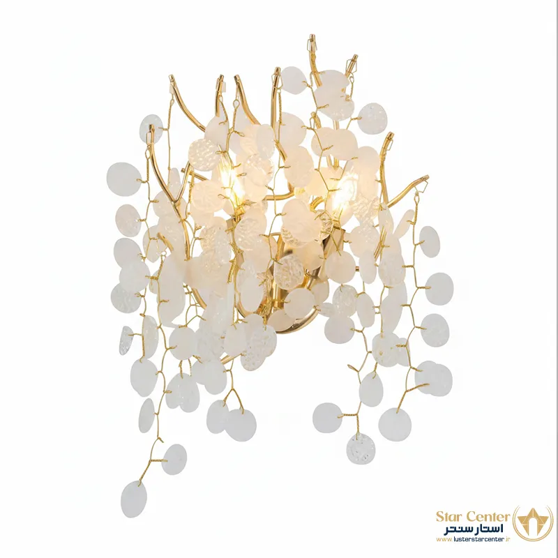 چراغ دیوارکوب درختی رزلون مدل کروم با کریستال دودی